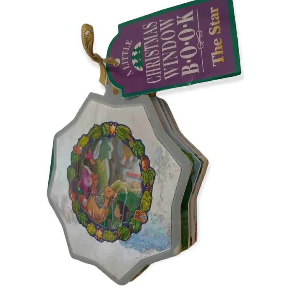 Vtg A Little Christmas Window Book Ornament The Star Nativity 1996 Metallic Kids